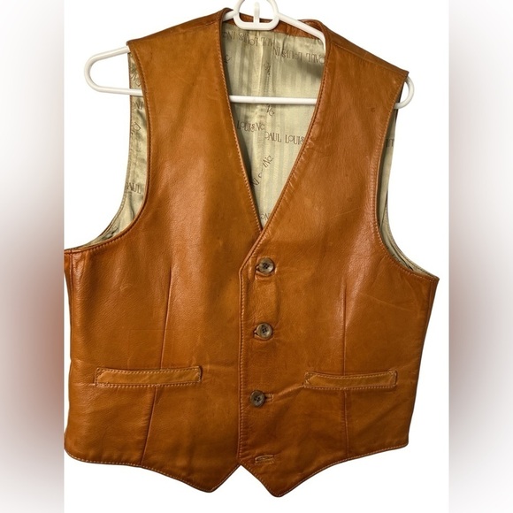 Tops - Paul Louis Inc Carmel Brown Vintage Leather Vest